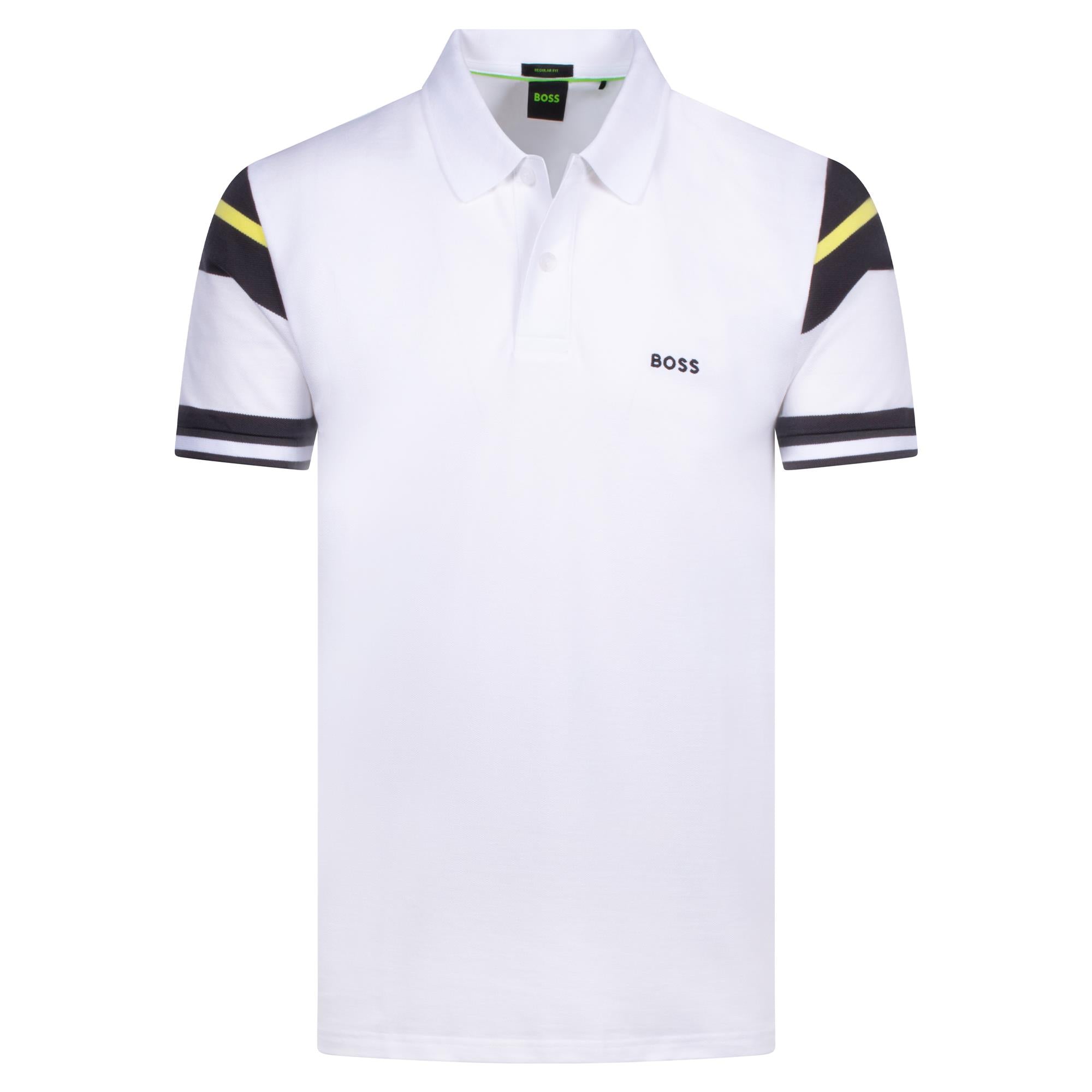 Boss Polo Sleeve Zone Mens Polo Shirt White
